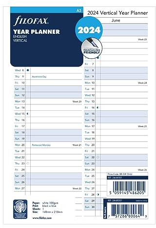 Filofax A5 ENGLISH VERTICAL PLANNER 2024
