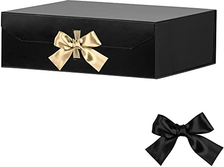 Groomsman Antragsbox – Extra große, schwarze, rechteckige faltbare Geschenkbox mit Deckel, Magnetverschluss, 40,6 x 35,6 x 13,5 cm