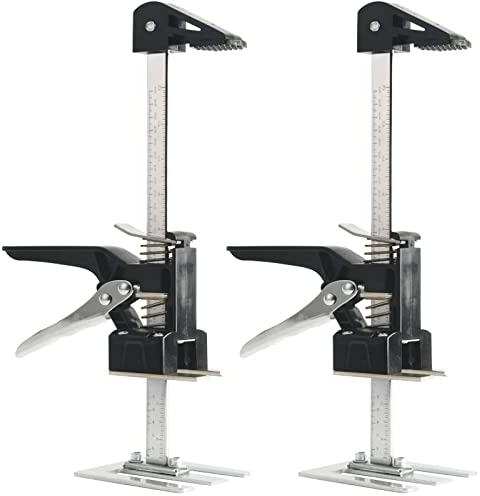 ZMURED Labor Saving Arm 2PC 15.5 Inch Height Regulator Hand Lifting Tool，Lifter Jack for Installing Cabinets Door And Wooden Panel Lifting Cabinet Board Lifter, Upgrade Black Steel 2pc