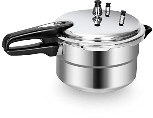 BreeRainz 5.3 Qt Stovetop Pressure Cooker & Canner, 10 PSI Induction Compatible Aluminum Pressure Canning Pot, Fast Cooking 70% Faster, Safe Triple Valve System, for Home & Small Kitchens