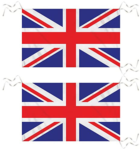 AKH® Banderas nacionales de Reino Unido con cuerdas para colgar, 76 cmx50 cm, bandera reutilizable para eventos deportivos de coronación, pub, decoración temática real, pancarta interior y exterior