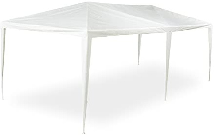 Relaxdays Pavillon, HxBxT: 2,5 x 3 x 6 m, PE, Stahl, wasserdicht, reißfest, Stecksystem, Partyzelt, Gartenpavillon, weiß