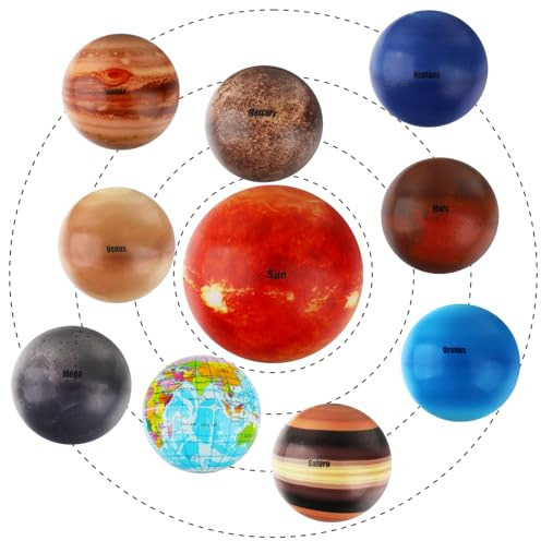 Solar System Stress Balls for Kids Adults, Planets Squeeze Balls, Foam Educational Space Toy for Early Learning, Theme Party Favors Gift Prizes for Stress Relief (10PCS)