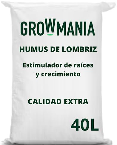 GROWMANIA Humus de Lombriz 40L para Plantas | Fertilizante Orgánico | Sustrato Universal Rico en Bionutrientes | Abono para Cultivos