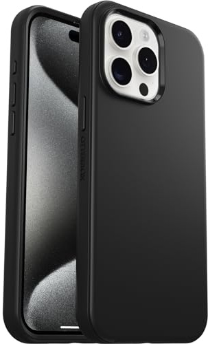 OtterBox Symmetry für MagSafe Hülle für iPhone 15 Pro Max, stoßfest, sturzsicher, schützende dünne Hülle, 3X getestet nach Militärstandard, Schwarz