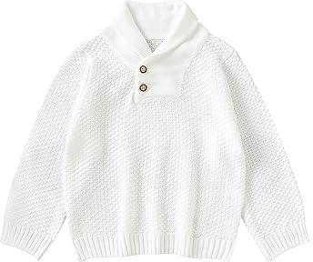 Winmany Pequeño niño Punto suéter los niños otoño Invierno Manga Larga con Cuello en V Sudadera Blanco Top Ropa Abrigo para 3-7 años (3-4T)
