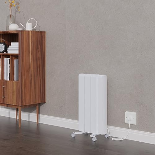 Warmehaus 700W Electric Ceramic Radiator Wall Heater Smart WIFI White | Wall Mounted Slim Electric Radiator, 7 Day Timer, Programmable Electric Panel Heater Portable, Energy Efficient, Freestanding