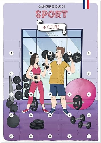Calendario de Adviento pareja - para compartir en dos - cuenta regresiva de Adviento adulto hombre y mujer (SPORT)
