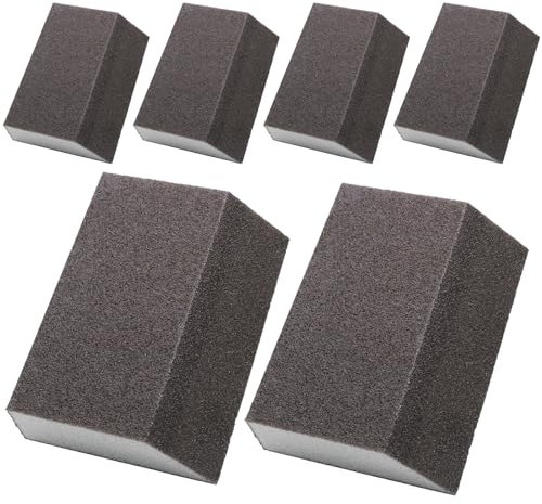 Luomorgo 6 Pcs 120 Grit Sanding Sponge Angle Sanding Block, Coarse Sponge Sanding Block, Reusable Wet Dry Sanding Sponges for Metal, Drywall, Plastic, Wood, Paint (Angled)
