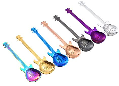 BESTonZON Gitarrenform Kaffeelöffel Küchenzubehör Kaffeerührlöffel Rührlöffel Löffel Für Tee Kaffee Cappuccino Espresso Dessert Milch Rührzucker Sahne Spülmaschinenfest Zuhause