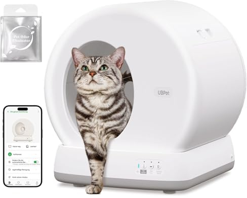 UBPET katzenklo Selbstreinigend Katzentoilette, Höchste Sicherheit - Keine Falle, Geruchsbeseitigerin/10 Sensoren/APP Steuerung katzentoilette Selbstreinigend, Self-Cleaning Cat Litter Box