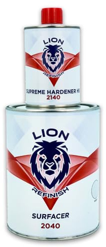 Lion Refinish Fond acrylique de remplissage carrosserie 1L Surfacer HS/U 2040 Catalyse 5:1 Catalyseur 200ML Gris