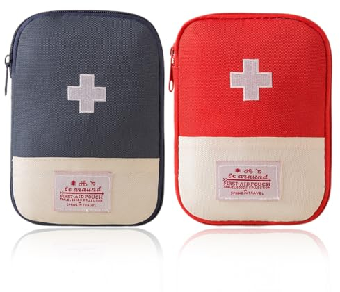 DWFEYOI Kit di Pronto Soccorso Portatile, 2 Pezzi Borsa Porta Medicine da Viaggio, per Situazioni di Emergenza a Casa, Ufficio, Mini Borsa di Emergenza