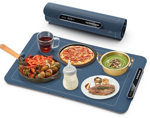 Reemix Vassoio Riscaldante Elettrico, Tappetino Riscaldante Pieghevole con Temperatura Regolabile Fino a 100℃, Spegnimento Automatico per Raduni, Feste e Uso Quotidiano