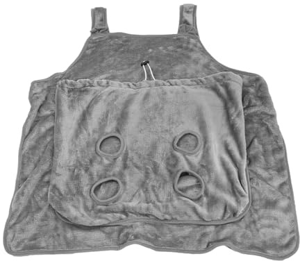 ANCLLO Tablier de Transport pour Chat avec 4 Trous, Sac en Peluche pour Compagnon (Gris)