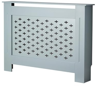 Home Source Radiator Cover Wooden Wall Cabinet Shelf Decorative Grill, Grey, Medium 112cm