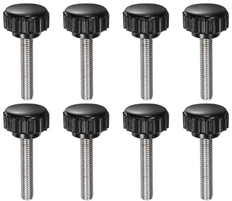 QUARKZMAN 8 Stück Rändelschraube mit Gewinde M5 x 25mm x 18mm Rundkopfschraube Edelstahl 304 Rundgriffbolzen Klemmknöpfe 18mm Handknöpfe Daumenschrauben Spannschraube für Industrie Maschine