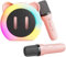 Karaoke 2 Microfonos Inalambricos - Micrófono Karaoke Bluetooth - Karaoke Micrófono Niña con Luces LED Regalo Juguetes para Niños Micrófono Cambiador de Voz (Rosa)