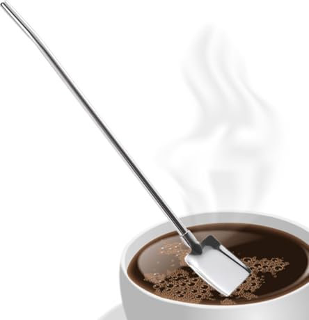 Cucchiaio di paglia in metallo, cucchiai di paglia in metallo - Cucchiaio per miscelare Cannuccia per caffè a forma di pala in acciaio inossidabile - Cucchiaino da tè con manico in cannuccia Cucchiaio