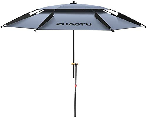 ZJIEX 200cm Sonnenschirm ​Strandschirm Mit Sandanker, UV Schutz Angelschirm, 360° Neigbarer Regenschirm, Für Reise/Sport/Picknick(Crutch Umbrella,240cm/7.8ft)