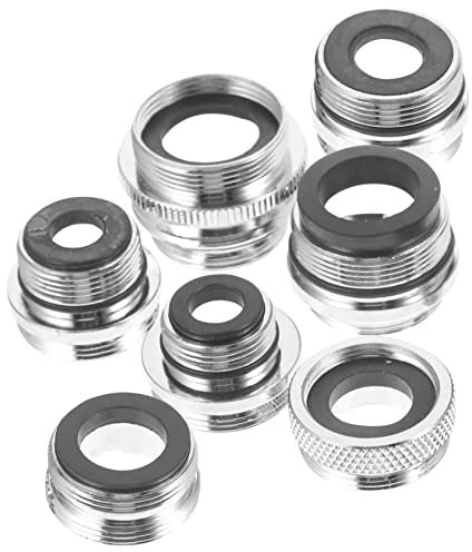 Happyyami 7 Piezas adaptador de grifo acoplador de manguera conector tanque diluvio mezclador aireador agua adaptador de manguera hembra accesorio de grifo para lavabo de baño cobre Silver