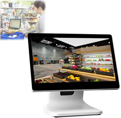 MXHACD Caisse Enregistreuse à écran Tactile De 15,6 Pouces, pour Les Petites Entreprises, Caissier De Menu Professionnel en Magasin, Supermarché, Restaurant, Bar