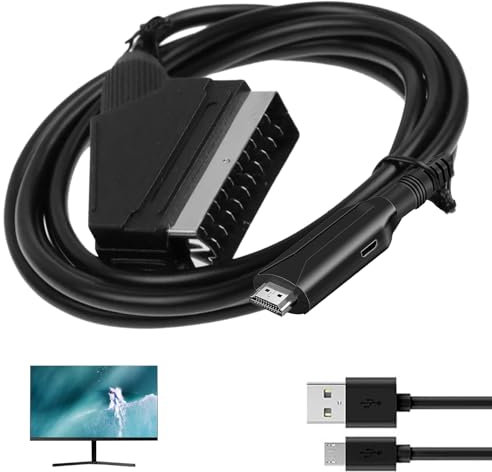 Molygar Scart to HDMI Adapter – Full HD 1080P Converter with USB Power Cable for TV, Projector, Monitor, and More