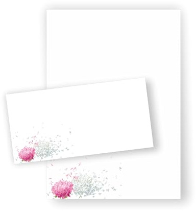 Briefpapier Hortensie DIN A4 I Set Briefpapier/Umschläge