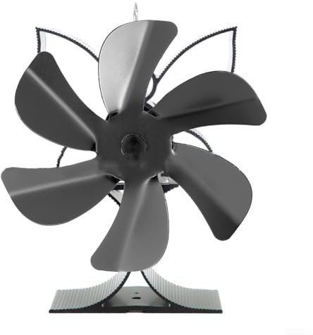 MeevrgR Selbstbetriebener Ofenventilator – Aluminium, schwarz, 160 mm x 185 mm, für Holz- oder Pelletöfen, 50 °C bis 350 °C