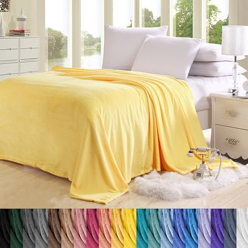 GAIFNAG Kuscheldecke Decke Sofa Strickdecke 50 x 100 cm Baumwollmix Weich, Warm & Waschbar Winter Als Sofadecke Couchdecke für Bett Sofa Schlafzimmer Büro Home, Gelb