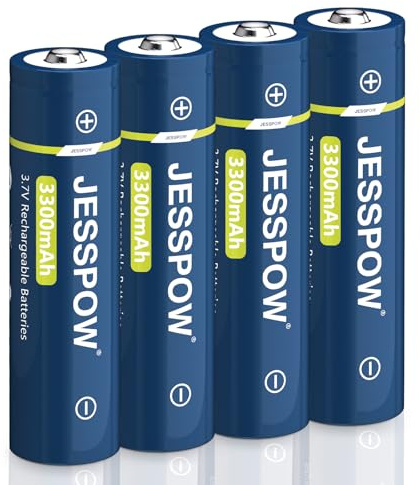 4 Stück Wiederaufladbarer Akku, 3.7V Batterien Lange Lebensdauer, für Taschenlampen, Stirnlampen, Türklingeln (Nicht AA/AAA Akku)