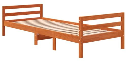 HEFZGDB Massivholzbett ohne Matratze Wachsbraun 75x190 cm Kiefernholz Single Bed Bettgestell Familienbett Einzelbett für Herberge Gästezimmer Schlafzimmer Wohnbereich