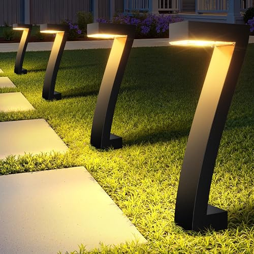 GEARLITE Solcellslampor för utomhusbruk trädgård, 3 000 K varm vit solenergi 4 stycken, IP65 vattentäta trädgårdslampor, 2 ljuslägen solcellslampor för utomhusbruk, trädgård