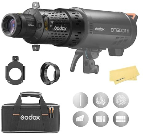 Godox BFP Flash Projection Attachment, 360°Rotatable Design,Four Built-in Shutter Blades, EF Lens Mount,with Wide Bowens Mount for Godox QT400III QT600III SK400II AD600Pro AD1200Pro Strobe Flash Light