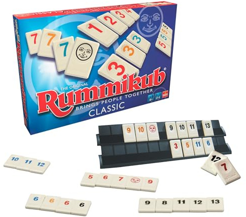 Bizak, Original Rummikub, 4 Spieler, Brettspiel +6 Jahre, Brettspiele für Erwachsene und Kinder, strategisches Spiel mit Spielsteinen, Zahlenstrategiespiel für 2 bis 4 Spieler (64550400)