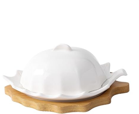 UZAMIRLEX mantequera con Tapa Plato de Aperitivos y Queso en Forma de Hoja de Madera de Varios tamaños(L)