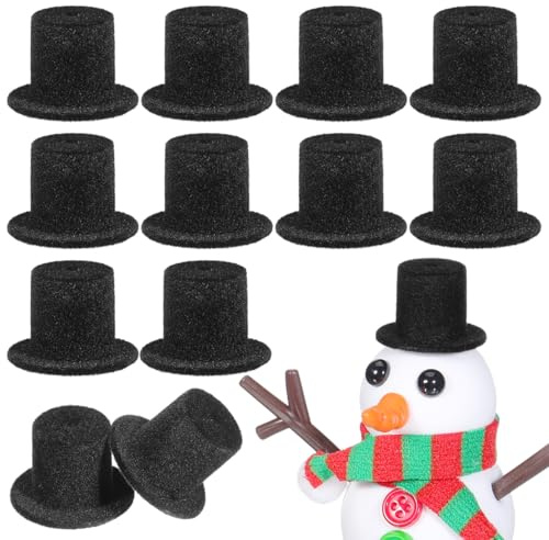 UPKOCH 10 StüCk Mini Zylinderhut Deko Schwarz 0.94 Puppenhut Aus Kunstharz Und Flockmaterial FüR Halloween Weihnachtsdeko Diy BastelhüTe