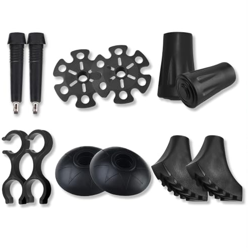 12 Pack Trekkingstock-Zubehör-Set, Universal-Ersatzspitzen & Körbe | Rutschfestes, stoßdämpfendes Wander- und Gehstock-Zubehör für Standard-Stöcke und gängige Marken