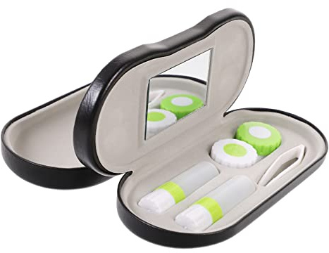 Gatuida Lenses and Glasses Case Portable Hard Shell Eyeglass and Lens Case for Travel Kit Black Material
