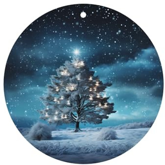 Phayah Snowy Night Lot de 4 désodorisants ronds pour voiture Motif sapin de Noël Parfum lavande