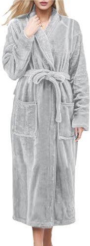 Celanisai Bata de invierno para mujer, forro polar, albornoz de franela mullido, agradable al tacto, suave kimono térmico, cálido, ropa de dormir cómoda y suave