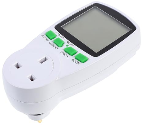 DIKACA Digital Wattmeter Electricity Usage Monitor Plug Uk Plug-in Socket with LCD Display Power Consumption Voltage Measurement Energy for Home Appliances