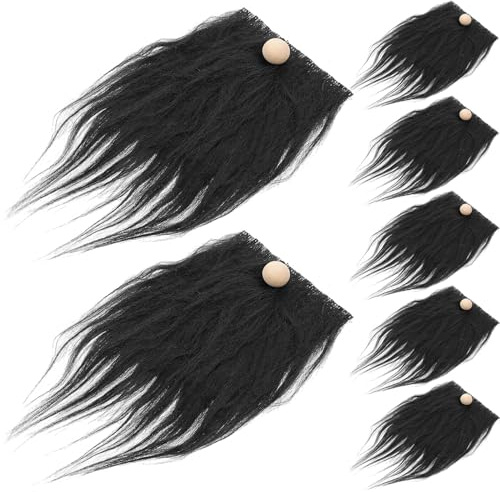 VANZACK Barba Gnomi Fai da Te con Pelliccia Sintetica Nera e Perle in Legno Resistenti Accessori Artigianali per Decorazioni Natalizie Kit Leggero e Riutilizzabile per Gnomi e Nani