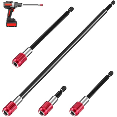 SOIMISS 4 Pcs Drill Bit Extension Rod Set Hex Shank Adapter 6cm 10cm 15cm 30cm Impact Driver Bit Holder Compatible Screwdriver and Drill Extension