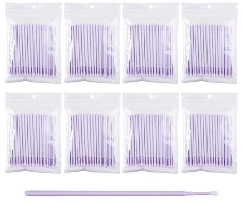 800 Pièces Micro Brosse Cils, Micro-Pinceaux Applicateurs,Microbrosses Cils Librement Pliables pour Transplantation de Cils, Cosmétiques, Dentisterie, Manucures et L'Entretien Instruments de Précision
