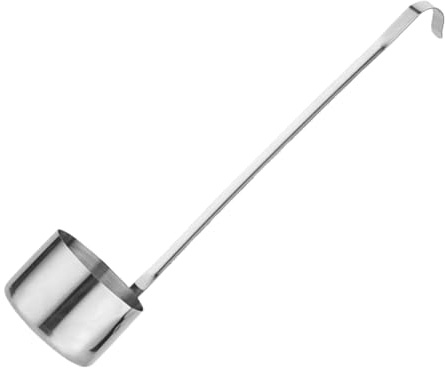 SEWACC Cucharón de Acero Inoxidable 250 Ml con Mango Largo y Gancho Colgante Vertedor Antigoteo para Vino Salsa de Soja y Cerveza Cuchara Medidora de Aceite y Vinagre para Cocina