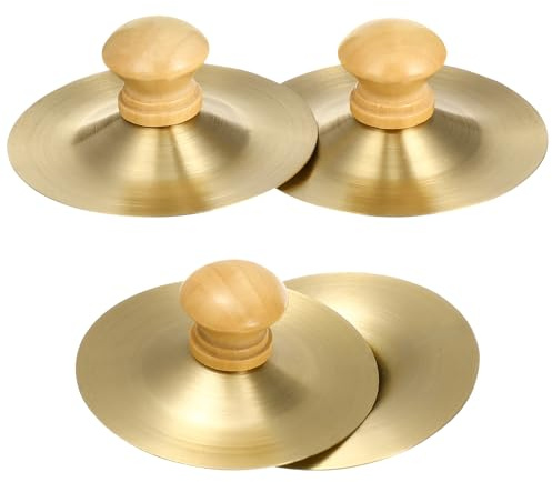 BESPORTBLE Platillos de Dedo para 4 Piezas Mango de Madera, Instrumento de Percusión Infantil Metálico Pequeño para Baile, Educación Musical y Entretenimiento