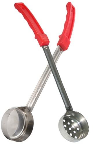 Lurrose 2 Pieces Stainless Steel Pizza Sauce Portion Control Ladles 2 Ounce Kitchen Serving Spoons with Long Handles for Home Cooking and Sauce Dispensing