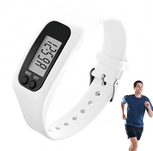 Step Counter Watch,Pedometer Step Counter for Walking,Electronic Pedometer Bracelet Wristband for Men Women,Pedometer Step C/ounter Watch,P/edometer Bracelet,Track Steps Walking P/edometer(White)