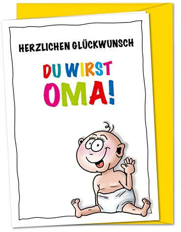 Karte Du wirst Oma - Schwangerschaft verkünden, Schwangerschaftskarte, Mama zur Oma machen, Nachwuchskarte Mama, Wir sind schwanger, Baby ankündigen - XL Babykarte inkl. Umschlag